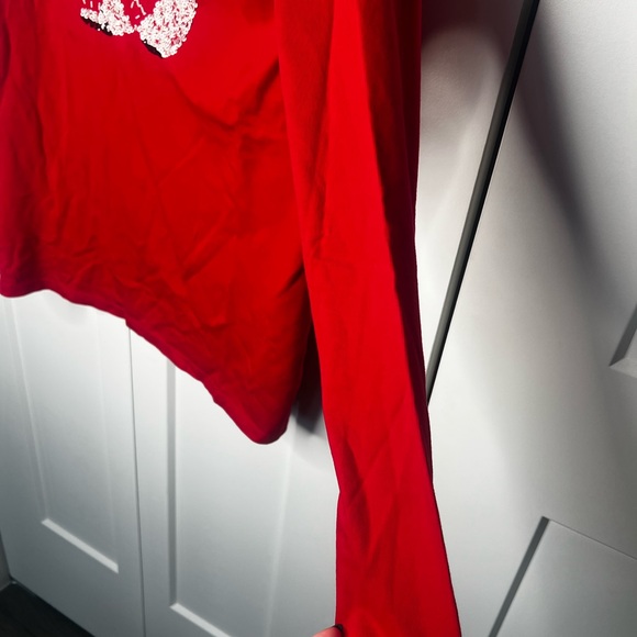 Talbots Red Long Sleeve Tee with White Bear Design - Picture 4 of 5